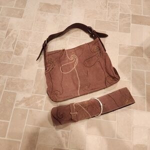 Custom Made Italy Leather Corduroy Bag Purse with Matching Belt